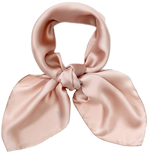 Écharpe carrée en satin pour femme - 69,1 cm - Sensation soie - Pour dormir la nuit, rose gold, taille unique