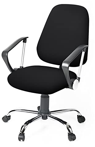 Lollanda 1 Stück Bürostuhl Bezug, Universal Stretch Stuhlhussen, Drehstuhl Covers Abnehmbare Waschbarer Stretch Elastische, Bürostuhlabdeckung für Office Computer Sessel Armlehnen (Schwarz)