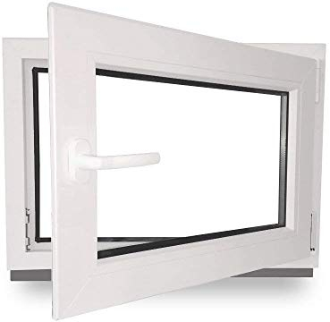 Kellerfenster - Kunststoff - Fenster - weiß - BxH: 75 x 50 cm - 750 x 500 mm - DIN Rechts - 3 fach Verglasung - 60 mm Profil