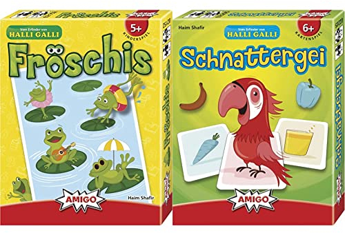 Amigo 02152 - Fröschis, auf der Empfehlungsliste zum Kinderspiel des Jahres 2022 & Amigo 02205 Schnattergei, bunt