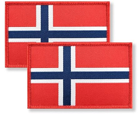 Overdecor Toppa tattica con bandiera, chiusura a strappo, confezione da 2 (Norvegia)