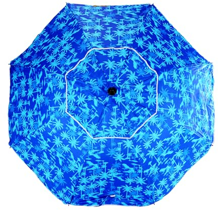 CREVICOSTA QUALITY MARK MARCAS DE CALIDAD - Sombrilla 220 cm con Espiral y Poste de Recorrido Total. Protección total contra los Rayos UV. 8 Varillas (Bahamas)