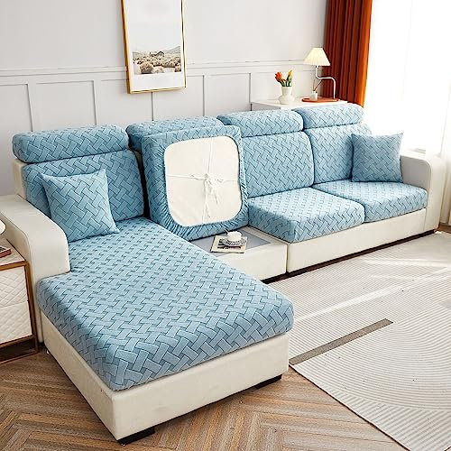 LXJDDLD Sofa Couch Cushion Covers Replacement,Sectional Couch Covers,L Shape Plush Separate Couch Cushion Cover for Dogs,Chaise Covers for Living Room,Sofa Slipcovers,Sky Blue,Pillowcase Cover