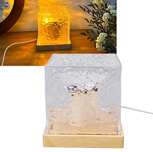 RGBW-Licht LED Buntes Nachtlicht Tischlampe Acryl-Fernbedienung USB-Stecker Wasserwelligkeit Mit Fernbedienung für Zuhause Schlafzimmer Wohnzimmer (Quadrat 3 Farbe)