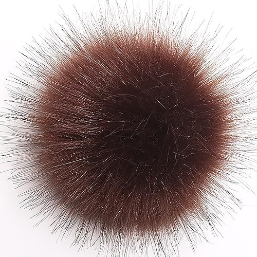10 Stück 10cm Kunstfell Pompon Fellbommel Pompon Bommel für Mützen Beanies Fellbommel Fellpompon Künstlicher Haarball für Tasche Anhängern Schlüsselanhänger Dekoration Bekleidung Zubehör -Braun