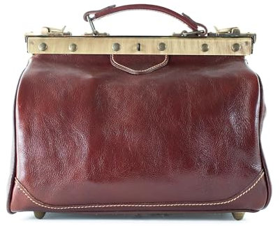 lePelou Arzttasche aus Leder, Vintage Arzttasche, Leder Doktortasche, Gladstone Tasche, Leder Umhängetasche, Handtasche, Schultertasche (Braun)