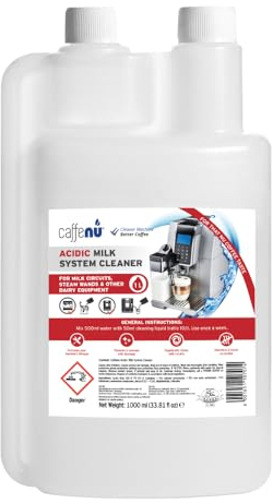 Milk Frother Cleaner. 1000ml Acidic Milk System Cleaner For Coffee Cleaning. Espresso Machine and Barista Accessories. Up to 32 Cleans.