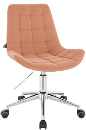 SVITA Micky Bürostuhl Kinder Schreibtischstuhl höhenverstellbar Rollen Samt Apricot Orange