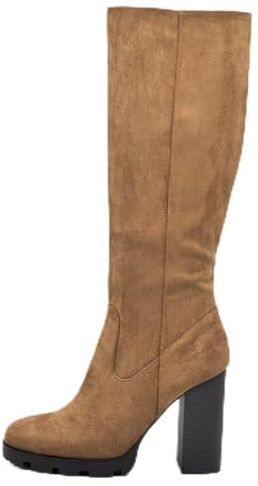 IF Fashion Scarpe da Donna Stivali Camperos Polpaccio Con Tacco Alto Grosso Platform Camoscio 672 camel N.38