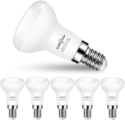 ILEEDear Bombilla LED R50 E14 7W Blanco Cálido 2700K, 770LM, Equivalente a Halógena E14 58W, Lámpara Reflectora LED R50 E14 para Luz Cocina y Baño, no regulable, pack de 6
