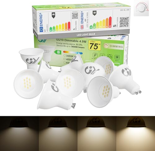 GY GU10 Led Dimmbar Neutralweiss Lampe, 4.9W 790 Lumen 4000K Neutralweiß Glühbirnen,75W Halogenlampe ersetzt,Abstrahlwinkel 120° Leuchtmittel,GU10 Dimmbar, Energiesparlampe,10 Stück