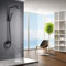 IMEX - Columna Ducha Negra Monomando con Grifo | Kit de Ducha con Alcachofa y Rociador Antical | Griferia en Latón y Acero Inox S.304 con Barra Extensible | Serie Art
