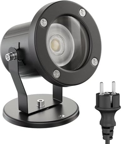 ledscom.de Gartenstrahler MIBU für außen, IP55, schwarz, inkl. LED GU10 Lampe (warmweiß, 7,6W, 1103lm, 33°)