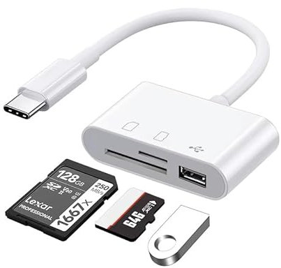 Oumida Lectores de Tarjetas de Memoria USB C, Diseño de Ranura para Tarjetas SD+TF+USB 3 en 1, Adaptador USB C Plug and Play, para Xiaomi/Samsung y Otros Teléfono, Series iPad Pro