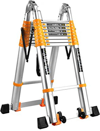 ZAQY 3 4 5 6 7 M Scaletta telescopica con Giunti Grandi e Gradino Largo (8 cm), Scala telescopica in Alluminio per soppalco, Tetto e Fai da Te per la casa, Scale di ingegneria Pieghevoli (di