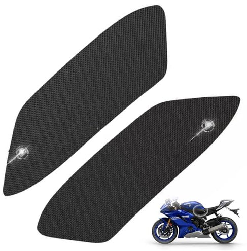 DFFMQSJ Compatibile con Yamaha YZF R6 2006 2007 moto laterale serbatoio carburante Pad Protector adesivi adesivi antiscivolo Gas Grip trazione Pad Tankpad accessori moto, autoadesivo, nero