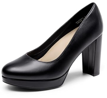 DREAM PAIRS Damen Pumps Anzugschuhe Klassische High Heels für Damen mit Plateau für Business und Arbeit,Size 38,Schwarz-Pu,DWUMPU2505