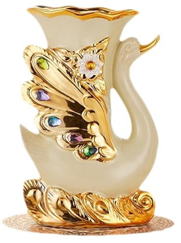 Fenteer Blumenvase, Schwanenvase, Tischvase, Porzellanvase, Porzellanvase im europäischen Stil, für Party, Schreibtisch, Schlafzimmer, Bauernhaus, Kamin, Nachschlagen