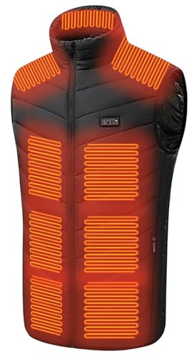 Heated Sleeveless Jacket for Men UK Body Warmer 26 Heating Zone Heated Gilet Zipper Rechargeable USB Electric Heated Down Jackets Washable Heating Vest for Camping Motorcycle Fishing Skiing Hiking