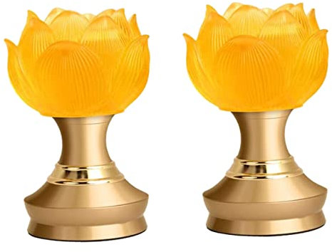 DOITOOL 2st Buddha-lotuslampe Wohnkultur Weltkarten Für Die Wand Leuchte Dekorativ Öllampen Für Den Innenbereich Heimdekoration Saal Led Geode Teelicht Lampe Lotus Legierung