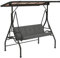 Outsunny 3 Seater Garden Swing Seat Bed with UPF30+ Adjustable Canopy, Convertible Swing Chair with Cushion, Outdoor Hammock Bench with Cup Trays for Balcony Patio, Dark Grey