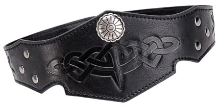 carotoe Mittelalterlicher Leder-Kopfschmuck, verstellbar, geprägtes Leder, Kopfschmuck, Halloween-Kostüm für Rollenspiele