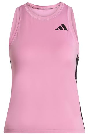 adidas Women's Train Essentials 3-Stripes Workout Tank, st Tropic Bloom/Black, M