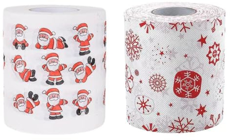 NAUZE 2Rolls Christmas Toilet Paper Roll Snowflakes Santa Claus Soft Funny Novelty Toilet Paper Christmas Pattern Table Home Decoration for Kids Adult
