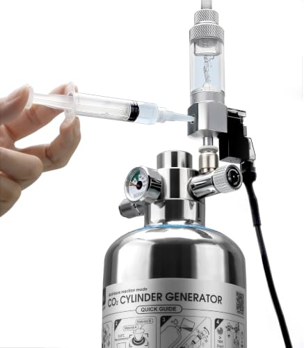 Clscea 1 L Aquarium CO2 System Generator, Stainless steel Carbon Dioxide Reactor Kit with Regulator Solenoid Valve for Aquarium Plants Nano Tank CO2 (G600SMini)