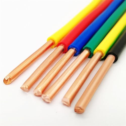FCOVIRLEN Elektrodraht, elektrischer Draht, 1 m beschichtetes Kupferkabel, starres einadriges Kabel (Gelb, 1 m, 13 AWG 2,5 mm²)