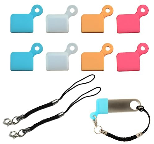 FinalCool 10 Stück USB Staubschutzhüllen Silkon Schutzkappe USB Stecker Abdeckung Schutzhülle Kappe Staubdicht Abdeckkappen Für USB Typ-A, Ink 2 Lanyards