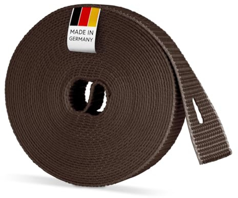 BAUHELD 6m Rolladengurt 23mm Braun - Für Maxi Rolladen-Gurtwickler | Made in Germany - Hohe Gurtband-Reißfestigkeit - Für Rollladen an Türen und Fenster - Weiche Oberfläche, verstärkte Webkante