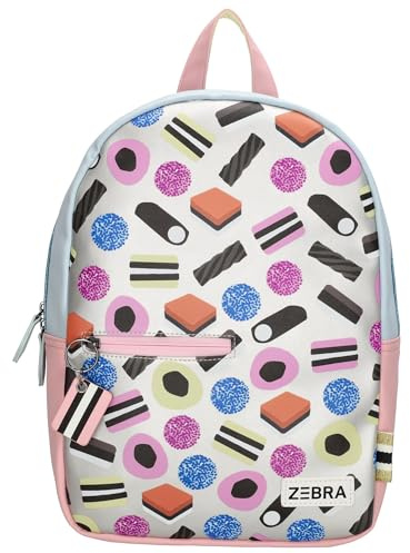 ZEBRA trends - Rucksack Mädchen Plüsch Teddystoff mit Punkten Motiv - Kinderrucksack für Schule Freizeit & Ausflüge - Vordertasche, großes Hauptfach, verstellbare Träger - Multi