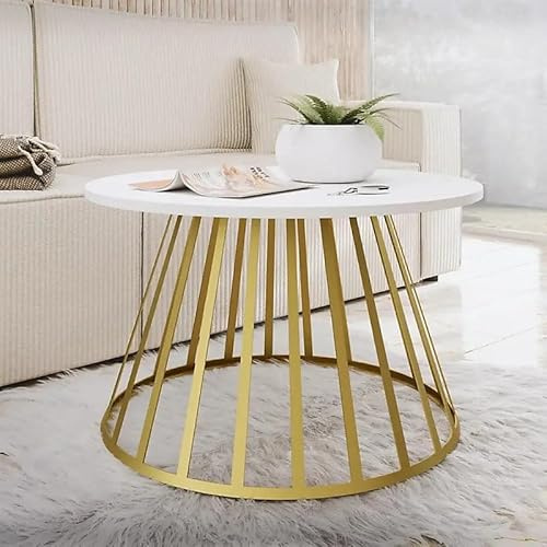 Agritrade AK MOKOD Modern Coffee Table with Gold Metal Legs Arctic White