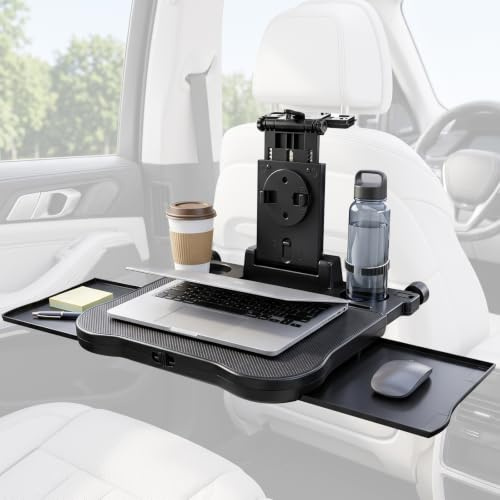 Avutrel Table de Voiture pour siège arrière Passager, Table Portable pour siège Auto avec Porte-gobelet et Support pour téléphone Portable, Pliable, capacité de Charge 15-20 kg