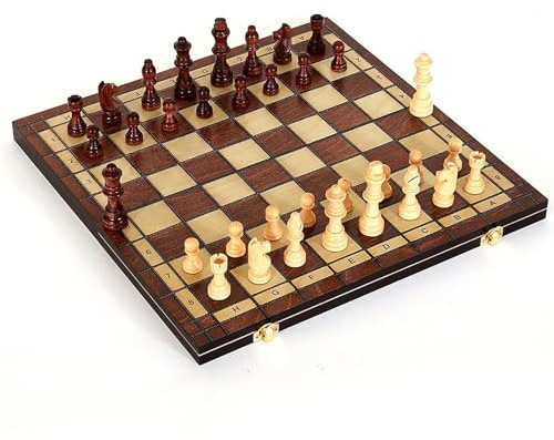 Schachbrett Großes Deluxe-Schachspiel aus Holz, perfekt for Erwachsene und Anfänger. Einzigartiges faltbares Design. Brettspiele mit 2 Königinnen. brettspirle(29 * 29cm)