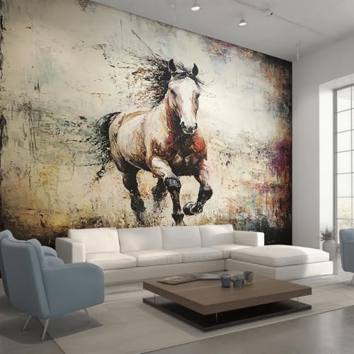 Horse Photo Wallpaper, Running Horse Wallpaper Mural, 150X105cm Wall Paper for Bedroom Living Room, Non-Woven Wall Mural Room Decor EL&D71