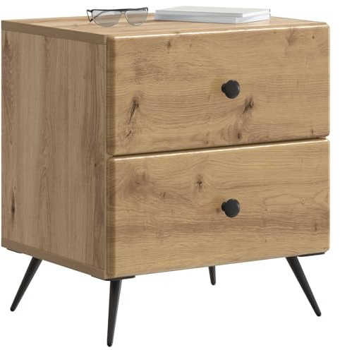 vidaXL Nachttisch 2 pcs Artisan-Eiche 43 x 34,5 x 47,5 cm, Geräumiger Nachttisch, rechteckiger Beistelltisch, modernes Schlafzimmermöbel, praktische Ablageflächen, Akzente im Raum
