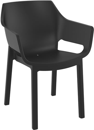CLP Gartenstuhl stapelbar Dora, wetterfest und platzsparend, Sitz aus Kunststoff, belastbar bis 120 kg, Terrassenstuhl für Garten, Farbe:schwarz