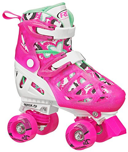 Roller Derby Trac Star Rollschuhe für Mädchen, verstellbar, Weiß/Pink, Größe M (38-38)