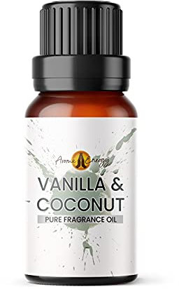 Vanilla Coconut Fragrance Oil, 10ml - Use in Aromatherapy Diffuser, Home Made Making, Potpourri, Candle, Soap, Slime, Bath Bomb, Air Freshener