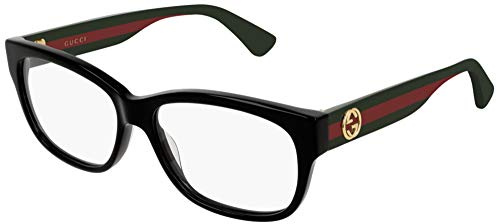 Gucci Unisex – Erwachsene GG0278O-011-55 Brillengestell, Glänzend Schwarz-Mix, 55