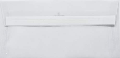 Netuno 100 Briefumschläge Weiß - transparent DIN lang 110x 220 mm 110g durchsichtige Umschläge elegant gerade Klappe haftklebend für Geburtstag Weihnachten Hochzeit Einladungen Grußkarten Flyer
