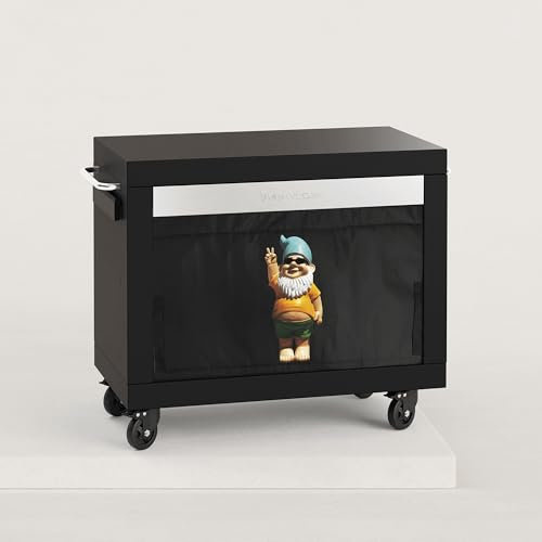 Verytable desserte XL en Métal avec tiroir Grand Plan de Travail : 90 x 50 cm 2 poignées INOX pour déplacer Facilement Tissu au Choix aimanté pour protéger la Bouteille de gaz Noir /