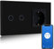 BSEED Interruptor de Luz WiFi con Enchufe,Compatible con Alexa y Google Home,Control de APP y Función de Temporizador,2 Gang 1 Vía WiFi Interruptor de Luz con Enchufe Inteligente Negro