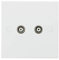 Knightsbridge White Square edge Plastic Twin Coax TV Outlet (non-isolated)