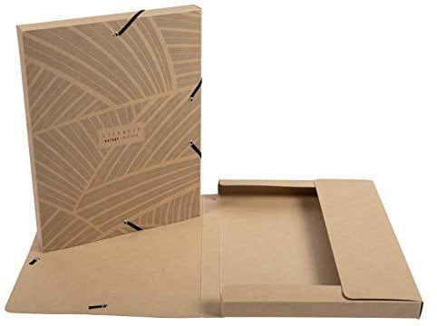 Exacompta 59247E Sammelbox Eterneco mit Gummizug 25 mm breit aus wasserabweisendem Karton für DIN A4 Archivbox Heftbox Dokumentenbox Zeichenbox 1 Stück Zufallsmotiv