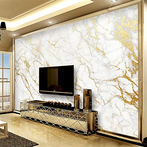 CXKNB Gold und Weiß Wandtapete Tapete Wandbild Klassisch/Marmor Wandkleber Tapete für Wohnzimmer Schlafzimmer Wanddekoration 11.2 Quadratmeter Seide-ähnlich Wandtapete 280 x 280 cm