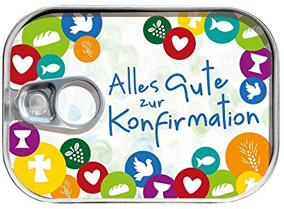 Gespänsterwald® Dosenpost Alles Gute zur Konfirmation, Geldgeschenk Verpackung, Geschenkverpackung in Sardinendosen Form, zum Verschicken per Post & Verschenken | inkl. Grußkarte & Aufkleber