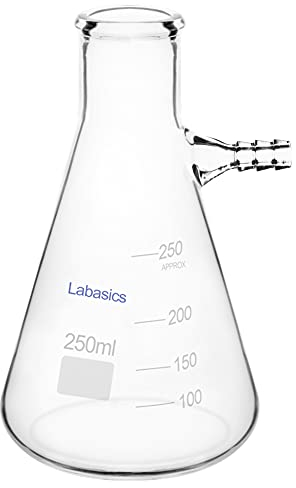 Labasics Glass 250 ml Heavy Wall Borosilicate Glass Filtering Flask, Bolt Neck with Tubulation, 250 ml